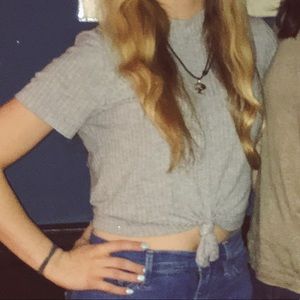 Mock Turtleneck Gray Crop